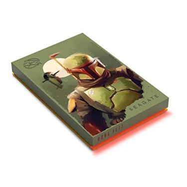 Imagem de Seagate Disco rígido externo FireCuda Boba Fett Drive edição especial 2 TB oficialmente licenciado - 2,5 polegadas USB 3.2 Geração 1 iluminação RGB LED vermelho com serviços de resgate (STKL2000406)