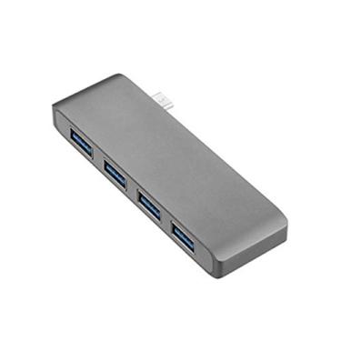 Imagem de USB HUD Tipo C para 4 portas USB 3.0 para teclado mouse disco rígido móvel U Disk (para dispositivos USB C), cinza