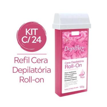 Imagem de Kit 24 Refil Cera De Depilação Corporal Rosa Roll-On Depilflax Para To
