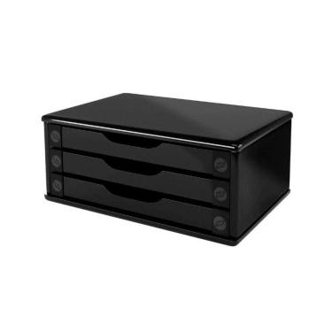 Imagem de Suporte para TV/Monitor de Mesa - com 3 Gavetas - Black Piano - 3347