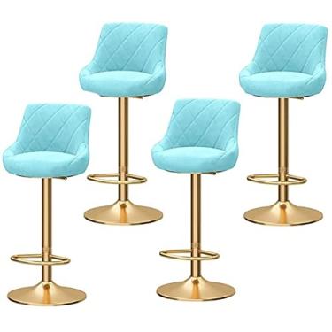 Imagem de Banco De Bar, Banco De Pequeno-almoço Ajustável, Banco De Bar Com Balcão Giratório Mecânico De Altura, Banco De Bar Para Cozinha/Sala De Jantar/Estar Cadeira De Veludo Banco De Pequeno-almoço