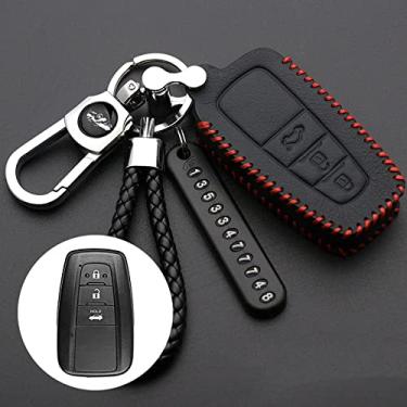 Imagem de CSHU Couro Car Key Case Cover Chaveiro Ring Key Bag, apto para Toyota Camry CHR Prius Corolla Rav4 Prado 2017 2018,6