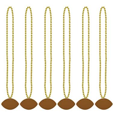 Imagem de Beistle 6 peças de colares de plástico para festa de futebol americano, lembrancinhas temáticas esportivas, 84 cm, dourado/marrom