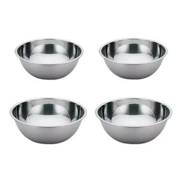 Imagem de Conjunto Tigelas Bowl Saladeira 4 Pçs 2 Tamanhos Aço Inox