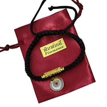 Imagem de Pulseira tailandesa feita à mão energia milagrosa yoga meditação joia amarrada com amuleto de latão pulseira abençoada com donut pedra natural real para mulheres homens charme karma boa sorte amor ami