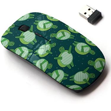 Imagem de Mouse sem fio 2.4G com design de padrão bonito para todos os laptops e desktops com nano receptor - pano de fundo colorido das tartarugas