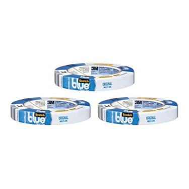 Imagem de 3M Scotch-Blue 2090 Papel crepe de libera o segura para pintores de v rias superf cies Fita adesiva, 27 lbs/em resist ncia tra o, 60 metros de comprimento x 3/4 de largura, azul, Pack of 3, Blue