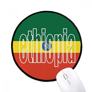 Imagem de DIYthinker Tapete de mouse com nome da bandeira do país da Etiópia para mesa de escritório tapete redondo para computador