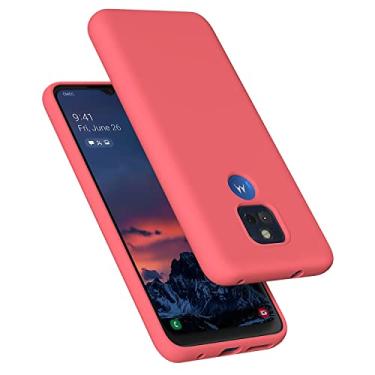 Imagem de E Segoi Capa para Moto G Play 2021, capa de borracha de gel de silicone líquido à prova de choque forro de microfibra macio compatível com Motorola Moto G Play 2021 6,5 cm (vermelho rosa)