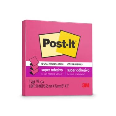 Imagem de Post-it, 3M, Bloco de Notas Super Adesivas Refil Rosa Neon 76 mm x 76 mm - 90 folhas