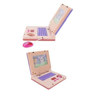 Imagem de Laptop de Aprendizagem Infantil, MúSica EletrôNica de Simulação de Computador de Aprendizagem Educacional para Aprendizagem Precoce Rato não retrátil rosa