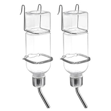 Imagem de balacoo 2 peças 180 ml garrafa de água de porquinho da índia de plástico sem gotejamento alimentador automático de água de coelho fontes suspensas garrafa de beber para animais de estimação com ganchos molas para animais de ambiente transparente