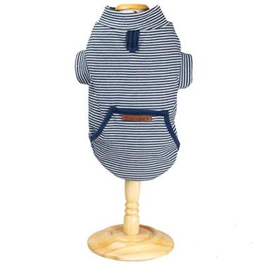 Imagem de Meu Bicho Camiseta Pocket Listra - Cães E Gatos - - Gg - Marinho (Pesc 42 X Peit 50 X Comp 51Cm)