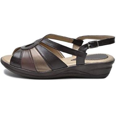 Imagem de Sandália Pierrô Conforto ortopédica couro com detalhes (39, Marrom)