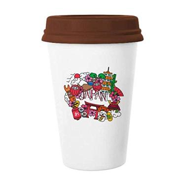 Imagem de Caneca de bambu Lucky Cat Sakura Japão, Caneca Canecao de café bebendo vidro cerâmica copo tampa