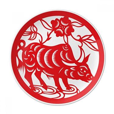 Imagem de Prato de arte decorativo de porcelana Salver Salver de porcelana com corte de papel