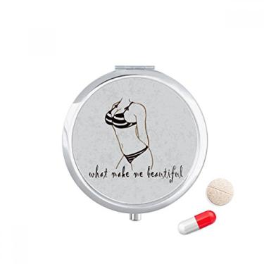 Imagem de Caixa de comprimidos de bolso com ilustração de beleza de biquíni, caixa de armazenamento de medicamentos dispensador