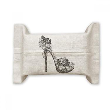 Imagem de Sapatos de salto alto flor padrão borboleta suporte capa de papel tecido de algodão saco de linho