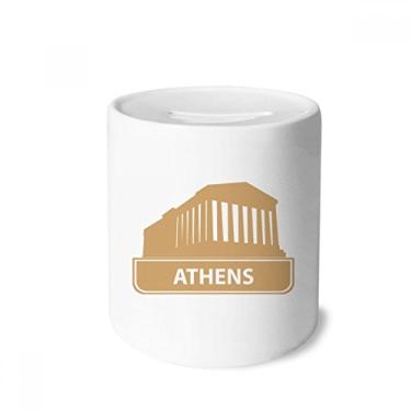 Imagem de DIYthinker Caixa de moedas de cerâmica com estampa de marco amarelo da Grécia, presente de cofrinho