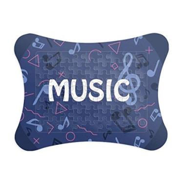 Imagem de Bloco de notas musicais em formato redondo, moldura azul escura, jogo de quebra-cabeça de papel para casa