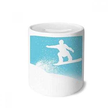 Imagem de DIYthinker Esqui esportivo em aquarela, estampa de ilustração, caixa para dinheiro caixa de cerâmica porta-moedas presente