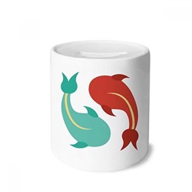 Imagem de DIYthinker Caixa para dinheiro com estampa de gêmeos de peixe Taichi caixa de cerâmica porta-moedas presente de cofrinho