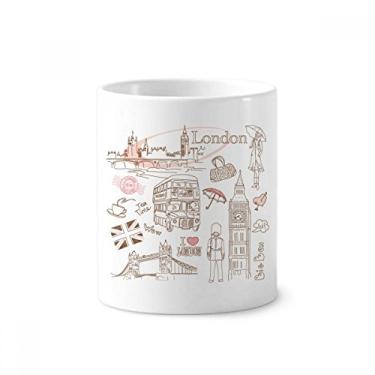 Imagem de I Love London Britain Big Ben Bus Suporte para caneta de escova de dentes Caneca de cerâmica com suporte para lápis
