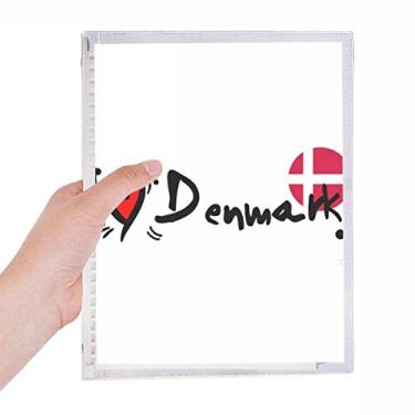 Imagem de Caderno com ilustração de coração I Love Denmark com a palavra "Love Denmark"