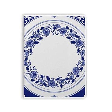 Imagem de Caderno de flores azuis da cultura chinesa, capa de goma