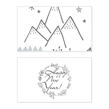 Imagem de Folhas montanha grama padrão estrela ano novo festival cartão felicitações Bless mensagem presente