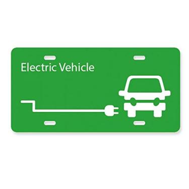 Imagem de DIYthinker Plugue de carregamento de veículos energéticos protege o meio ambiente placa de licença etiqueta de aço inoxidável para automóveis