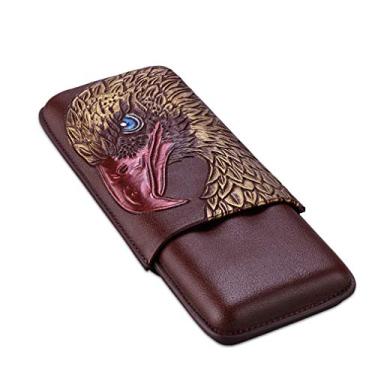 Imagem de Estojo clássico com 3 dedos para charuto, caixa portátil de couro para viagem - Ótimo presente para fumantes