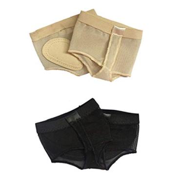 Imagem de Wuchieal 2 pares de sapatos de dança de meia sola de balé líricos de dança com almofadas para pés, champanhe e preto, G