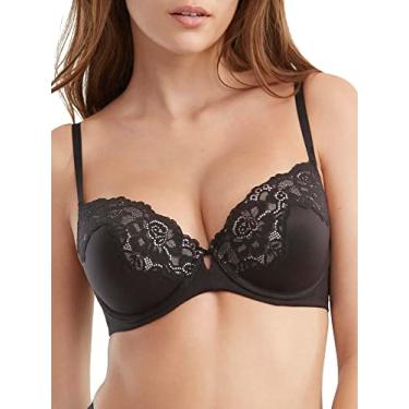 Imagem de Maidenform Sutiã feminino Comfort Devotion Your Lift com aro e alças conversíveis, Preto/blush noturno, 36B