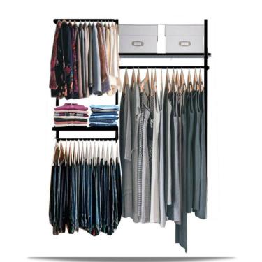 Imagem de Closet arara aramado trilho parede super resistente moderno 1,60 PT