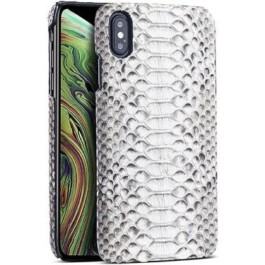 Imagem de TPUOTI Capa de telefone de pele Python de luxo, capa de telefone à prova de choque Lady Business para Apple iPhone Xs Max/iPhone Xs/iPhone Xr (4 cores) (cor: branco, tamanho: 6,5 polegadas)