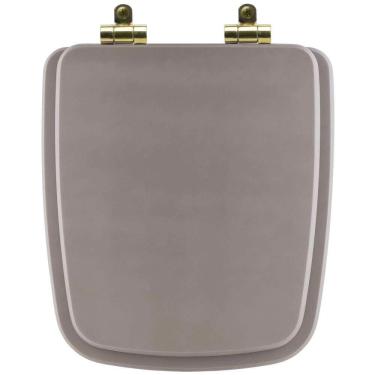 Imagem de Assento Sanitário Poliéster Soft Close Boss Stone (Cinza Fosco) para Vaso Incepa com Ferragem Dourada