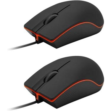 Imagem de Guiheng Pacote com 2 mouse com fio – mouse de computador com fio USB para mão direita ou esquerda, ergonômico com cliques duráveis para PC, laptop, desktop, Chromebook, notebook, Mac
