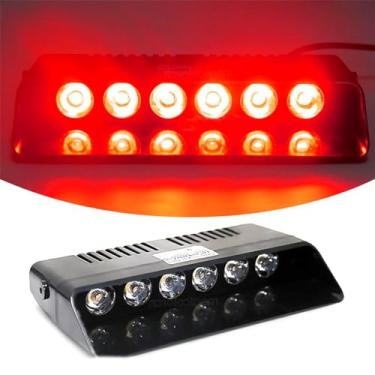Imagem de Strobo Giroflex Interno 6 Leds Vermelho Azul Para Fixa Vidro (Vermelho)