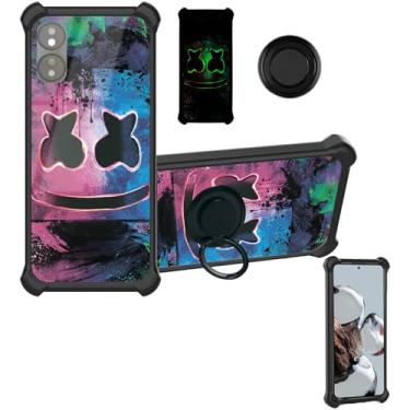 Imagem de Aroepurt Capa para MAXWEST Astro A65 capa compatível com MAXWEST Astro A65 capa de telefone [com protetor de tela de vidro temperado][PC rígido + silicone macio][suporte de anel] [efeito luminoso] YGH-BQ