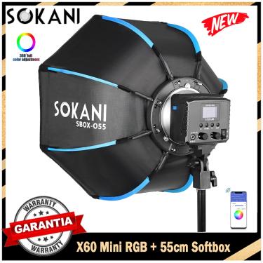 Imagem de Sokani-X60 Mini LED Video Light  60W  RGB  Octagon Softbox Combo  Youtube  TikTok  Fotografia