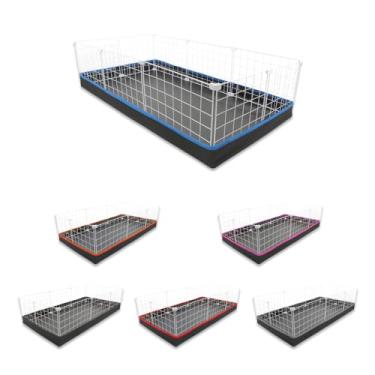 Imagem de Cercado Aramado Pet Porquinho da Índia 60x120 com Bandeja Higiênica Tapete Impermeável Fácil de Limpar Cercadinho Coelho Proteção Filhotes de Cachorro