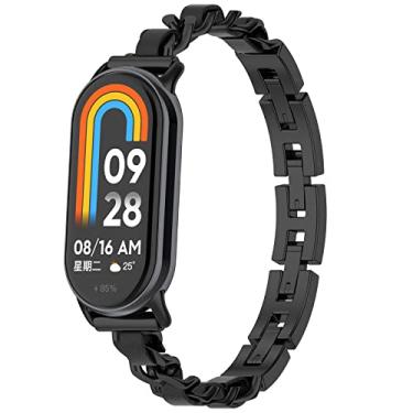 Imagem de MOTONG Pulseira de substituição compatível com Xiaomi Mi Band 8 – Pulseira de aço inoxidável preto, 15 mm