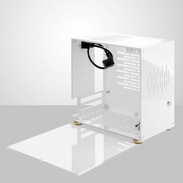 Imagem de CIADAZ Caixa de computador pequena Capa de plexiglass Capa para PC compacta Caixa para PC de mesa Placa-mãe ITX Placa gráfica de 210 mm Fonte de alimentação SFX 360 ° Chassi de PC com dissipação de ca