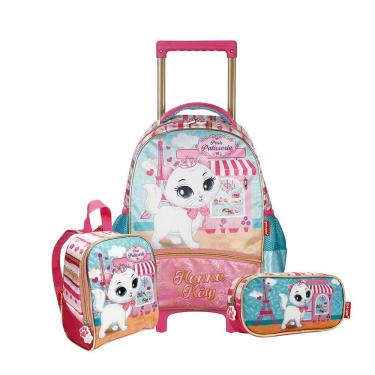 Imagem de Kit Mochila Carrinho/Rodinha Gatinha