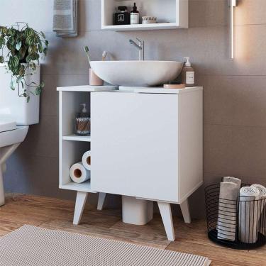 Imagem de gabinete de banheiro de coluna slim 1 pt branco