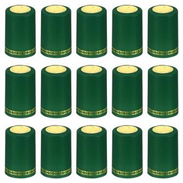 Imagem de PATIKIL Tampa termorretrátil de PVC para garrafa de vinho, 50 peças, 33 x 45 mm, tampas de manga retrátil, estampa floral para adegas de vinho, uso doméstico e cozinha, verde
