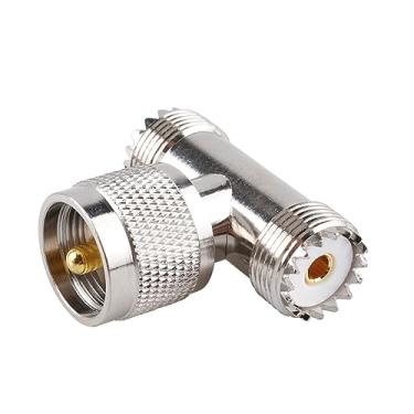 Imagem de Conector T adaptador de camiseta de Pl259 Uhf-Male para 2 UHF fêmea