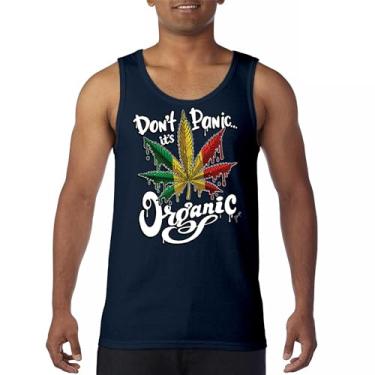 Imagem de Camiseta regata masculina Don't Panic It's Organic 420 Weed Pot Leaf Smoking Marijuana Legalize Cannabis Stoner Pothead, Azul marinho, GG