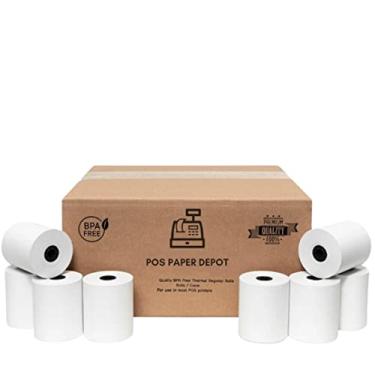 Imagem de Rolos térmicos de papel de recibo de 5 cm x 2,5 m sem BPA (50 rolos) - Rolos de caixa registradora POS para todos os terminais de cartão de crédito. Compatível com Epson TM-T88V, Star Micronics